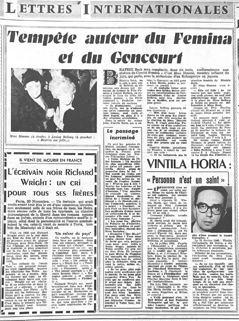 Tempête autour du Femina et du Goncourt Tempête autour du Femina et du Goncourt