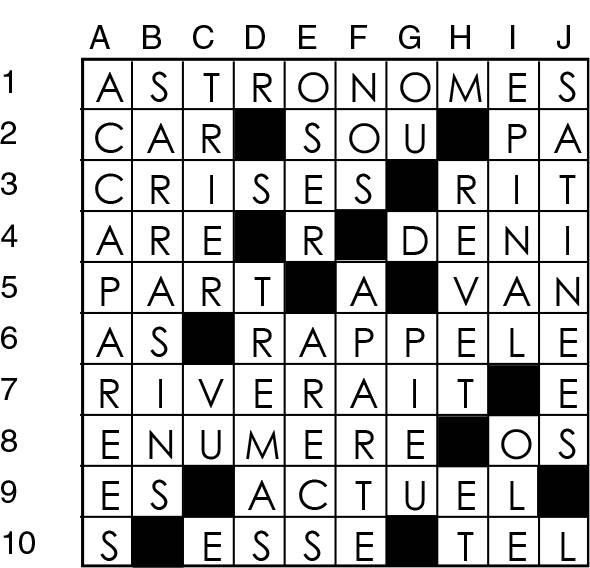 Solutions des mots croisés du précédent numéro