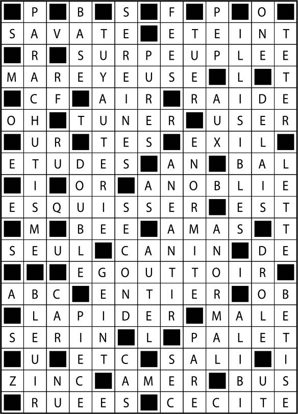 Solutions des mots fléchés du précédent numéro
