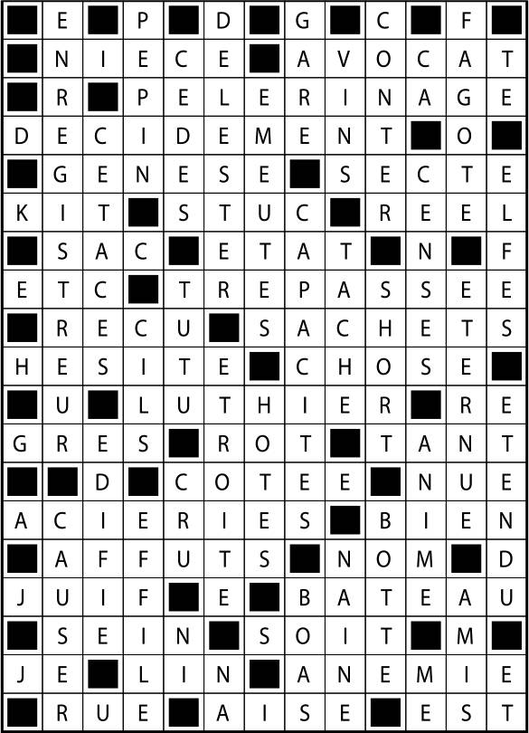 Solutions des mots fléchés du précédent numéro