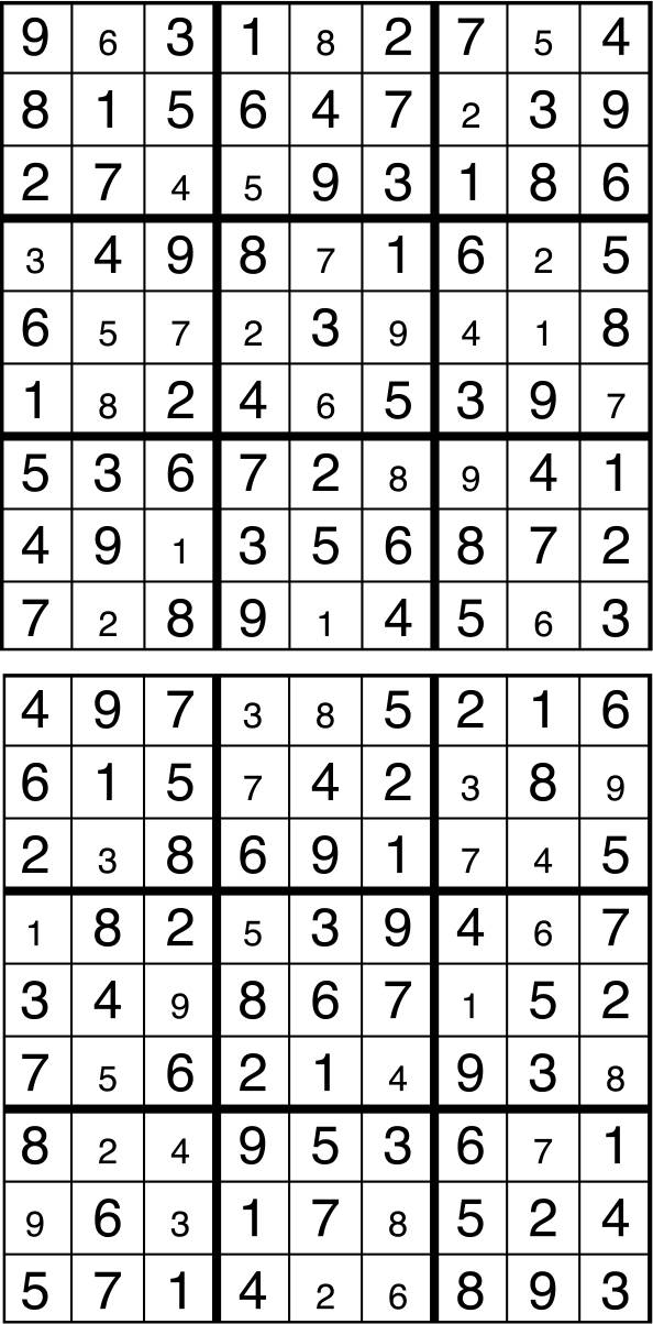 Solutions des sudokus du précédent numéro