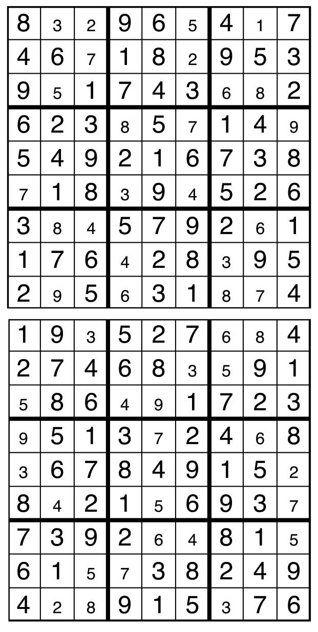 Solutions des sudokus du précédent numéro