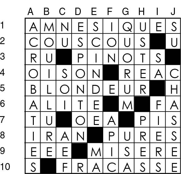 Solutions des mots croisés du précédent numéro