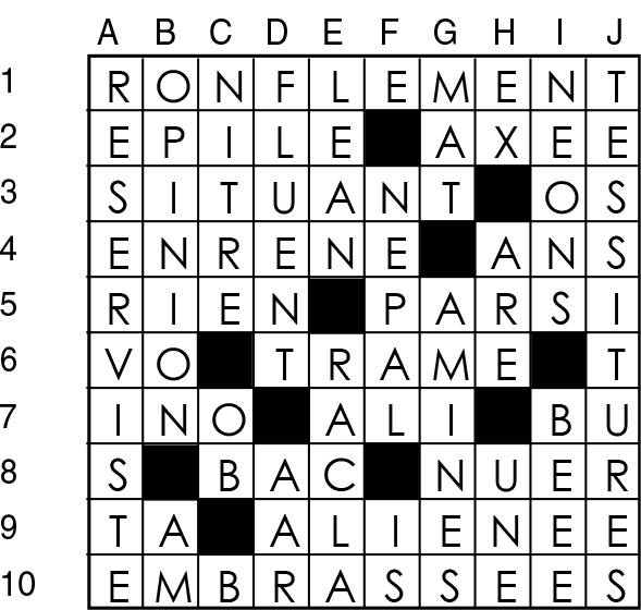 Solutions des mots croisés du précédent numéro