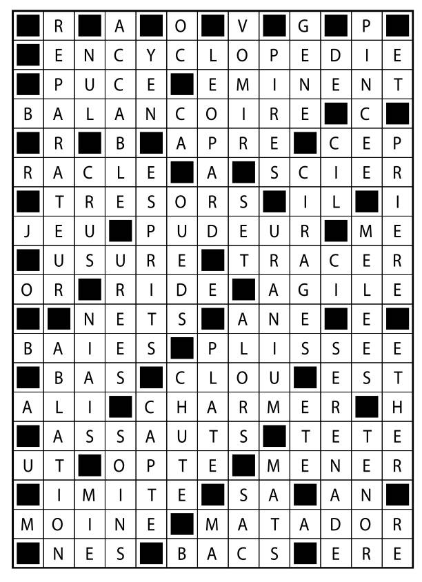 Solutions des mots fléchés du précédent numéro