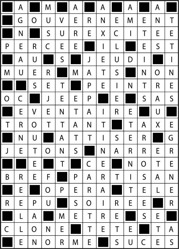 Solutions des mots fléchés du précédent numéro