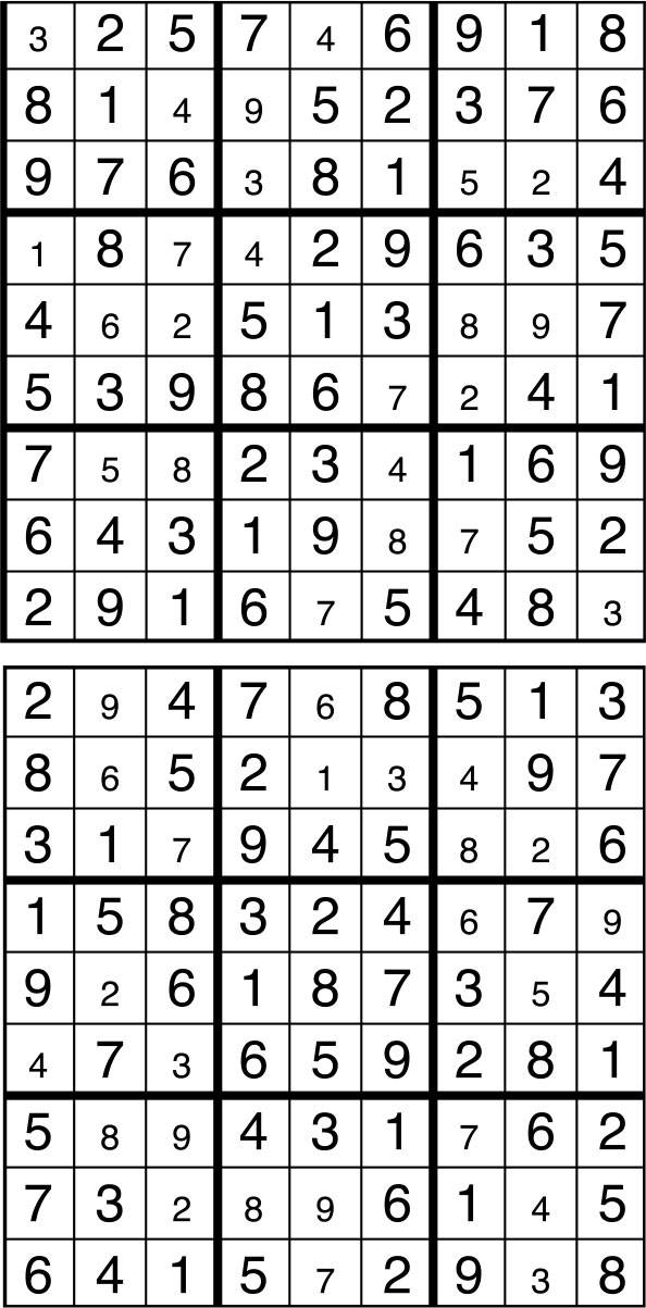 Solutions des sudokus du précédent numéro