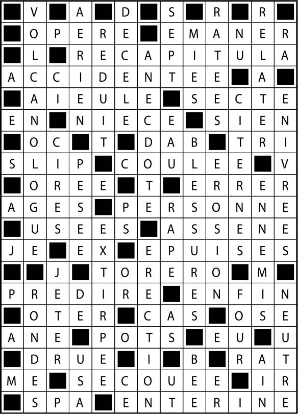 Solutions des mots fléchés du précédent numéro