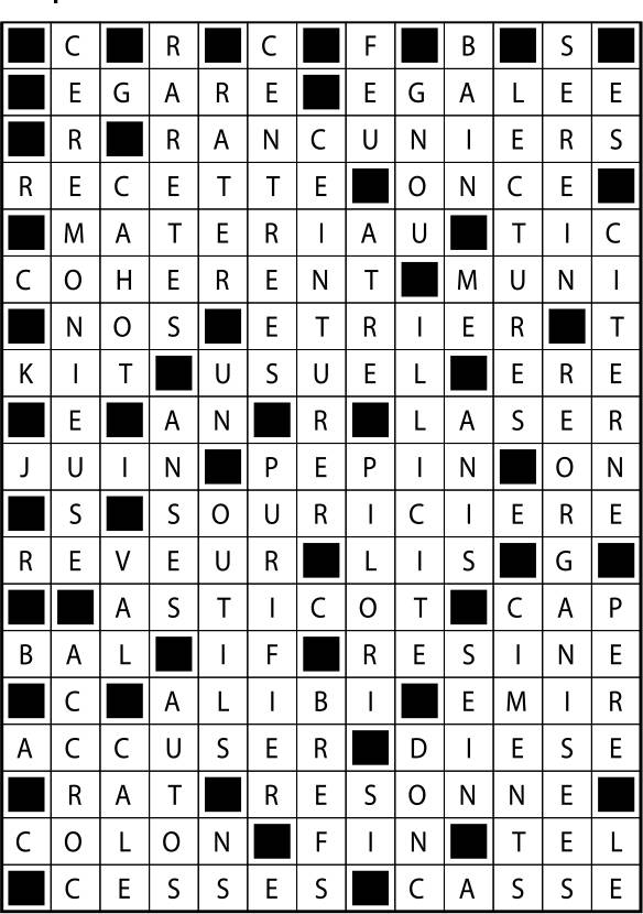 Solutions des mots fléchés du précédent numéro
