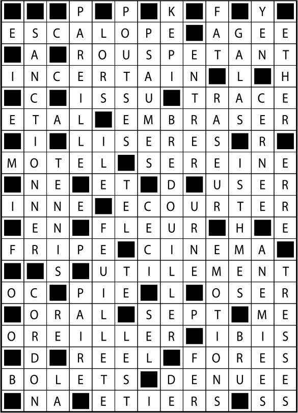 Solutions des mots fléchés du précédent numéro