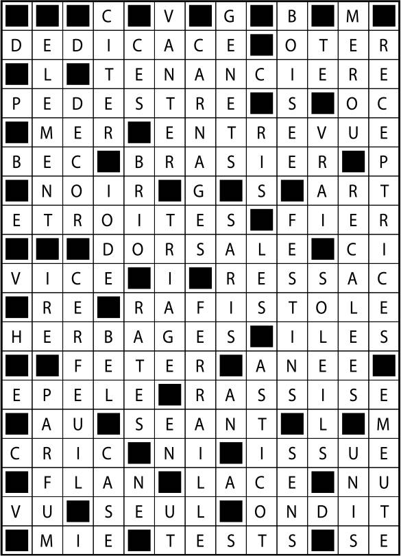 Solutions des mots fléchés du précédent numéro