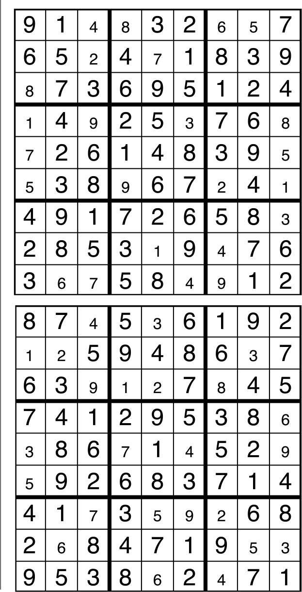 Solutions des sudokus du précédent numéro