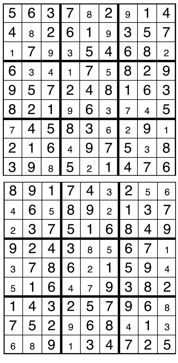 Solutions des sudokus du précédent numéro