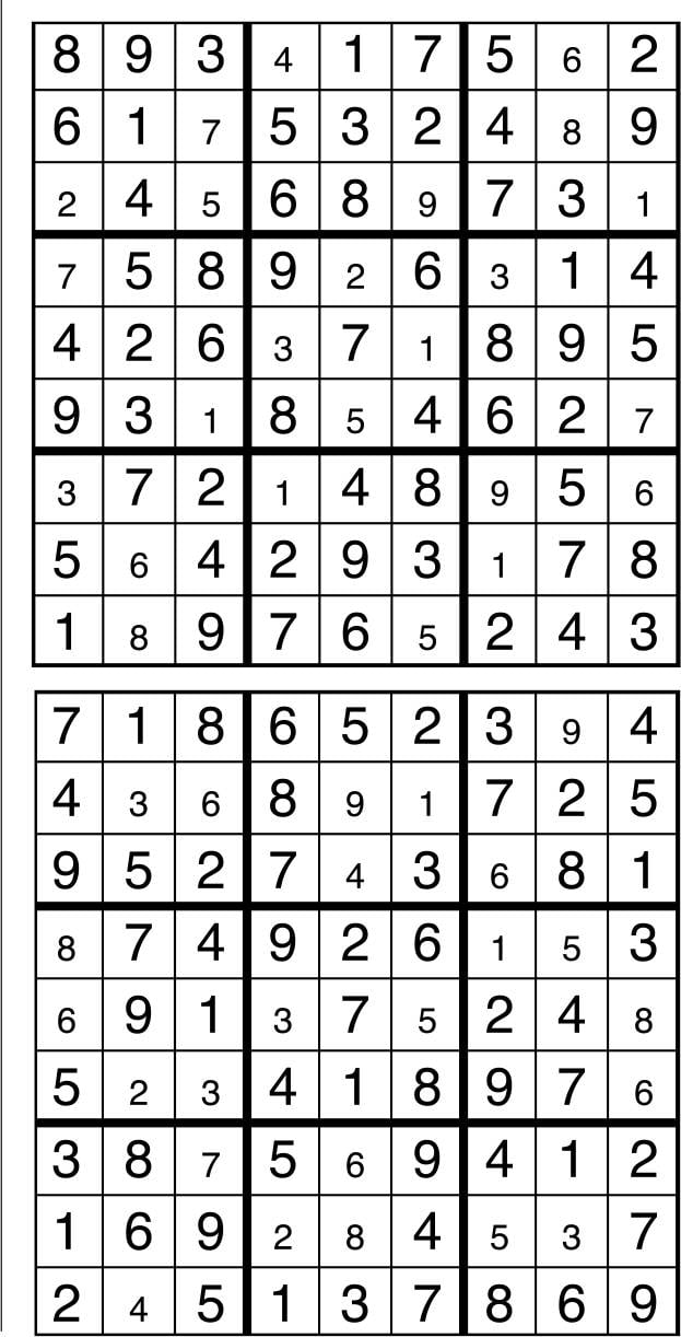 Solutions des sudokus du précédent numéro