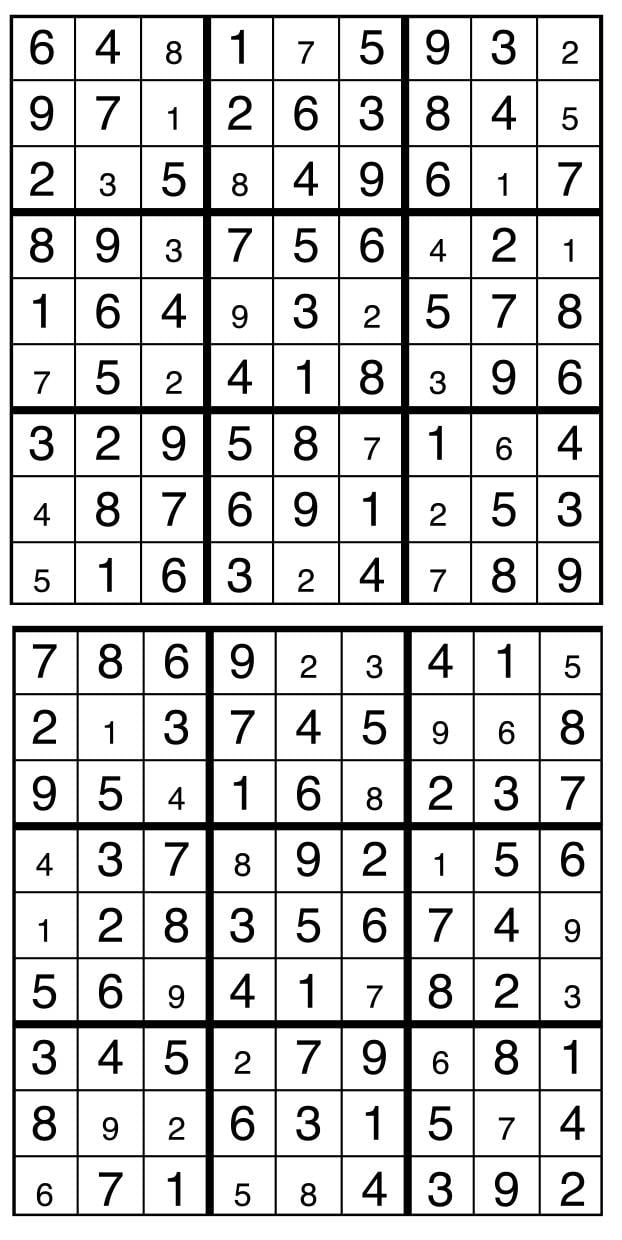 Solutions des sudokus du précédent numéro