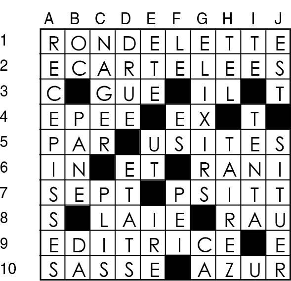 Solutions des mots croisés du précédent numéro