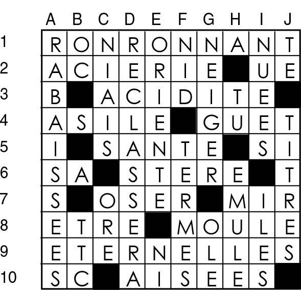 Solutions des mots croisés du précédent numéro