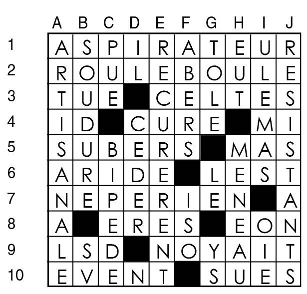 Solutions des mots croisés du précédent numéro
