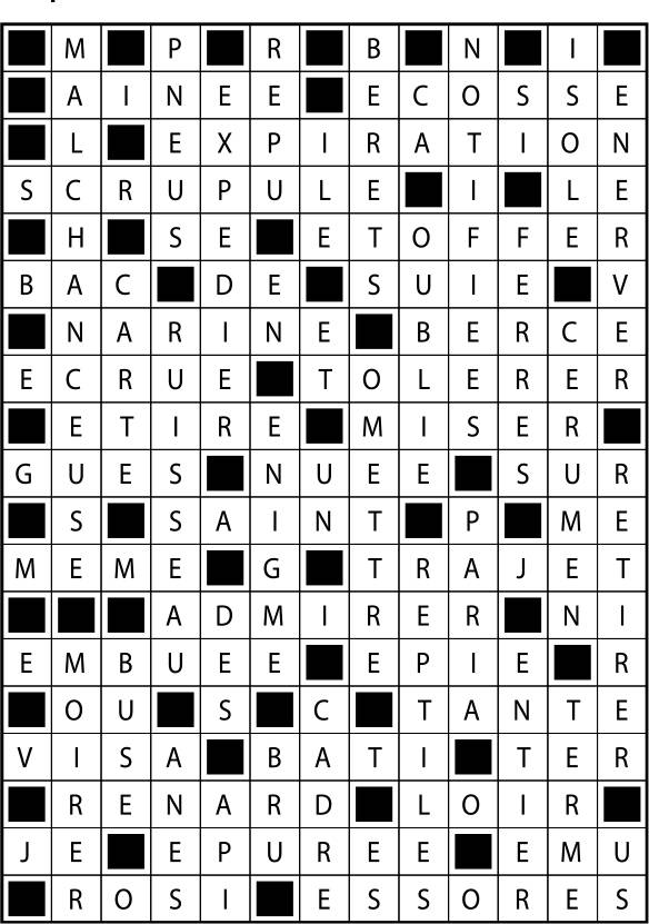 Solutions des mots fléchés du précédent numéro