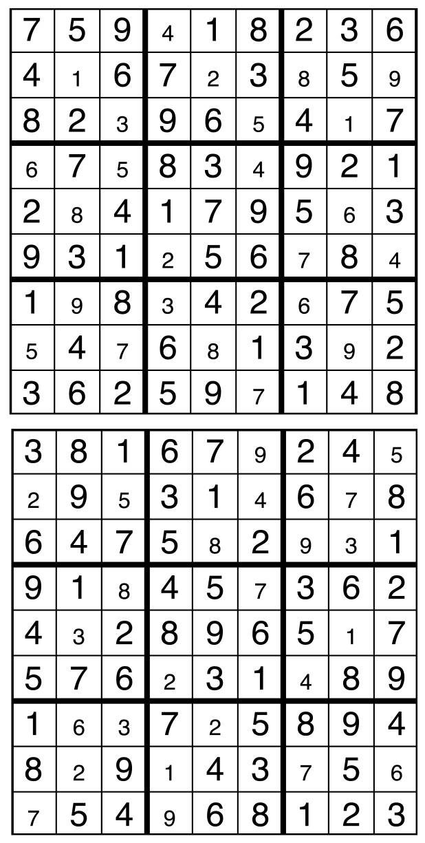 Solutions des sudokus du précédent numéro