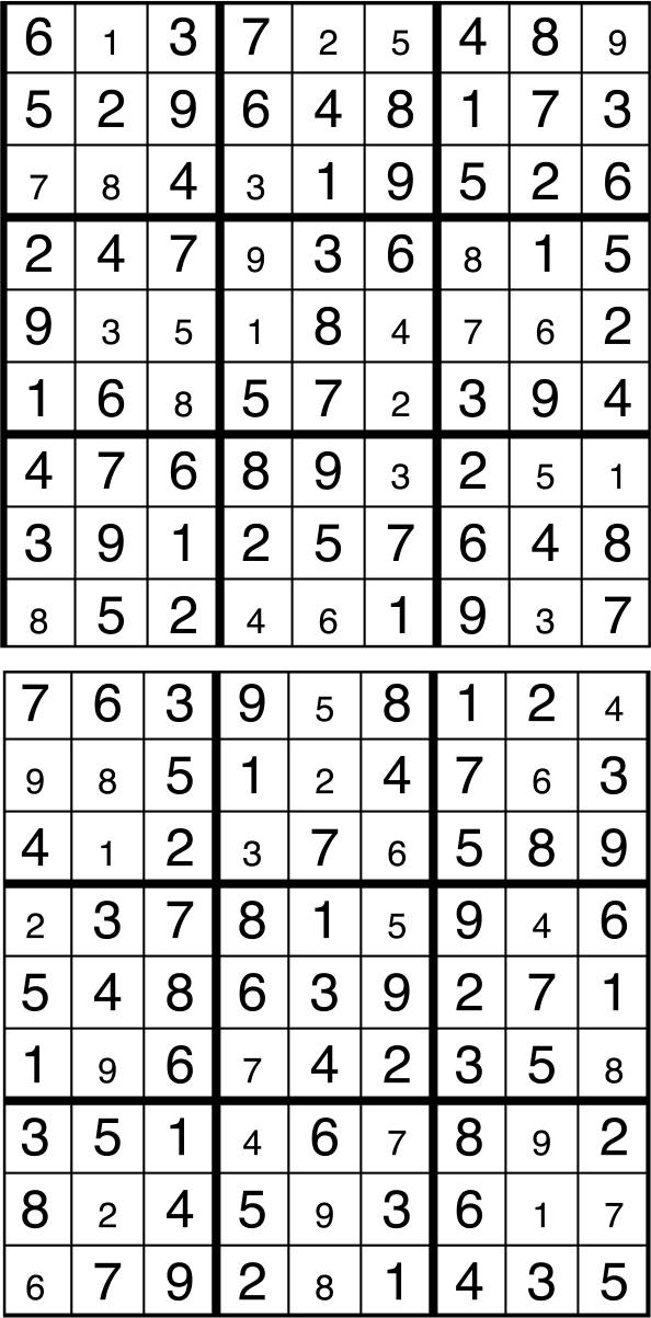 Solutions des sudokus du précédent numéro