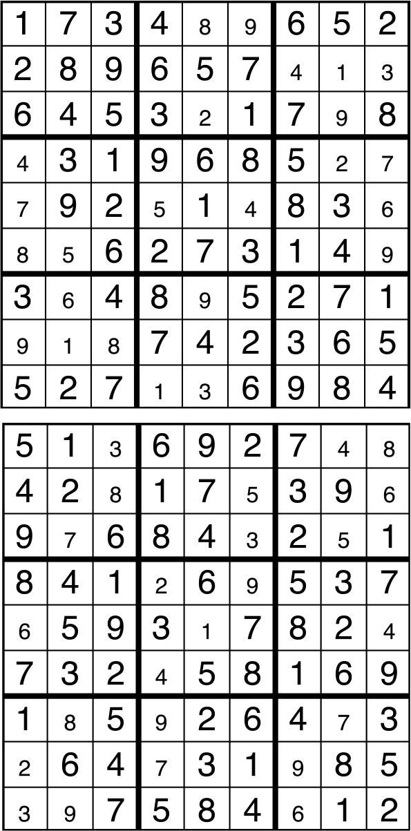 Solutions des sudokus du précédent numéro