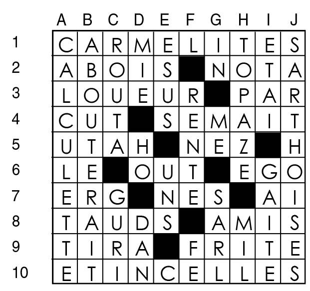 Solutions des mots croisés du précédent numéro