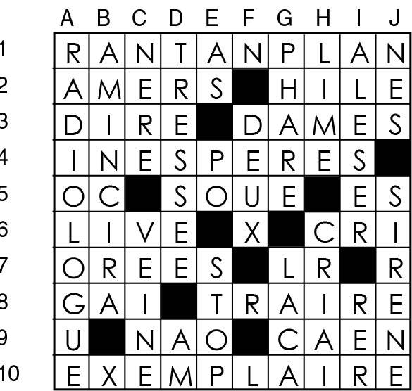 Solutions des mots croisés du précédent numéro