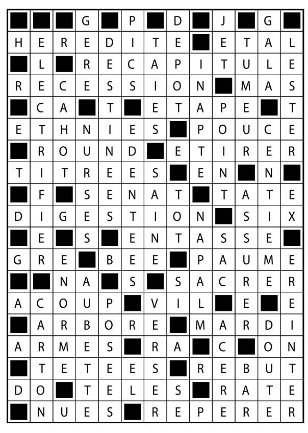 Solutions des mots fléchés du précédent numéro
