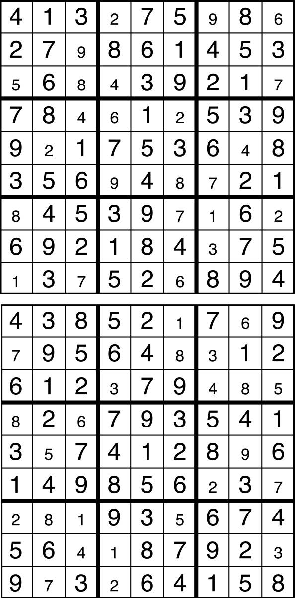 Solutions des sudokus du précédent numéro