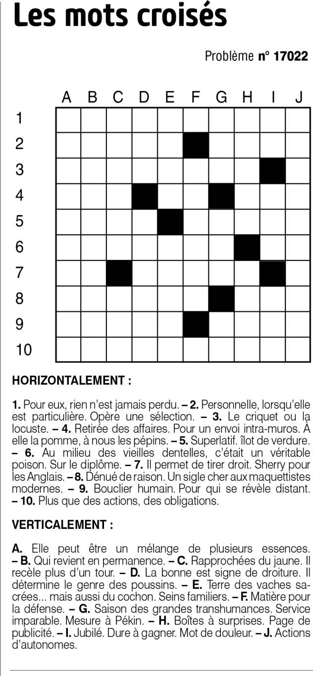 Les mots croisés