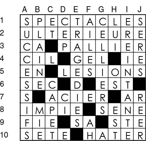 Solutions des mots croisés du précédent numéro