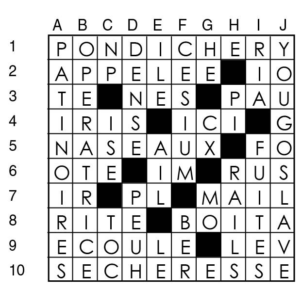 Solutions des mots croisés du précédent numéro
