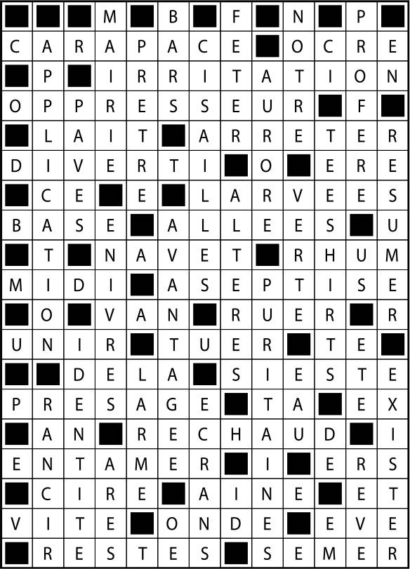 Solutions des mots fléchés du précédent numéro