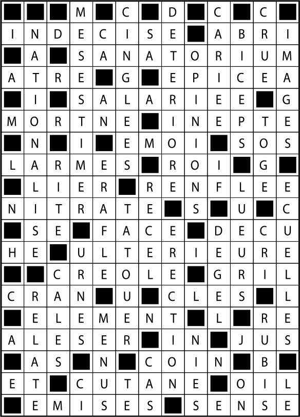 Solutions des mots fléchés du précédent numéro