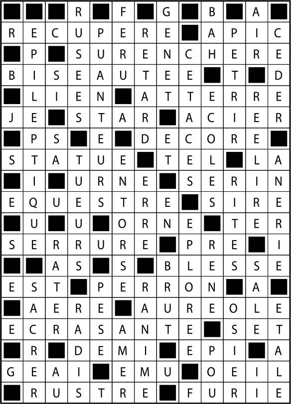 Solutions des mots fléchés du précédent numéro