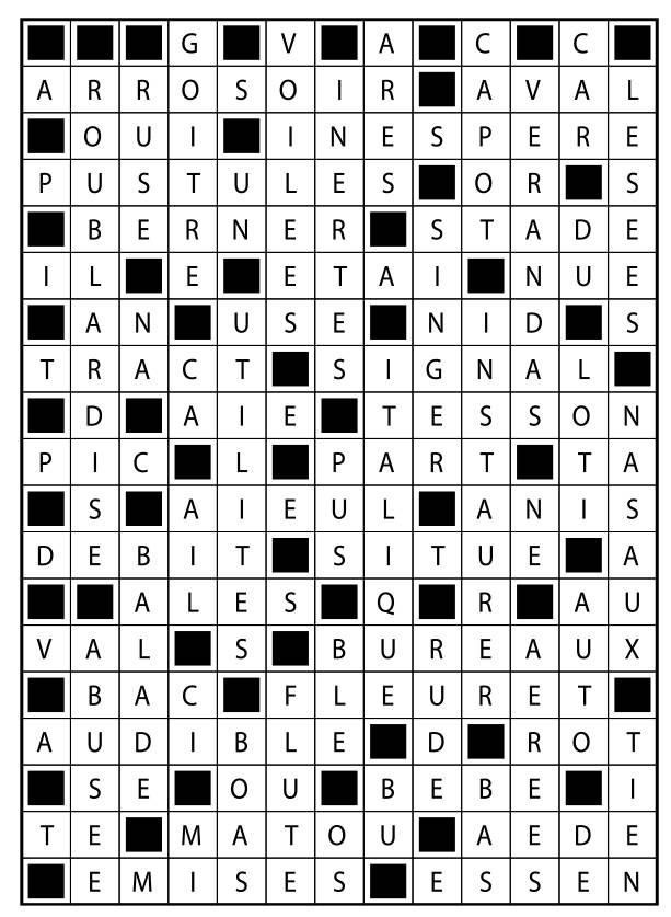 Solutions des mots fléchés du précédent numéro