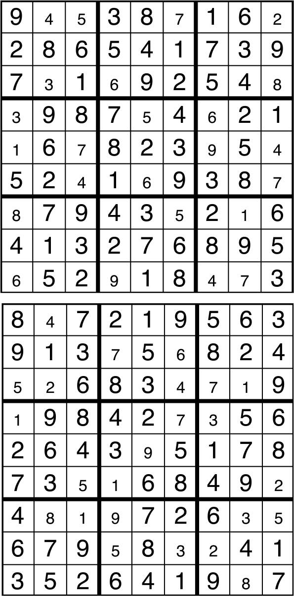 Solutions des sudokus du précédent numéro