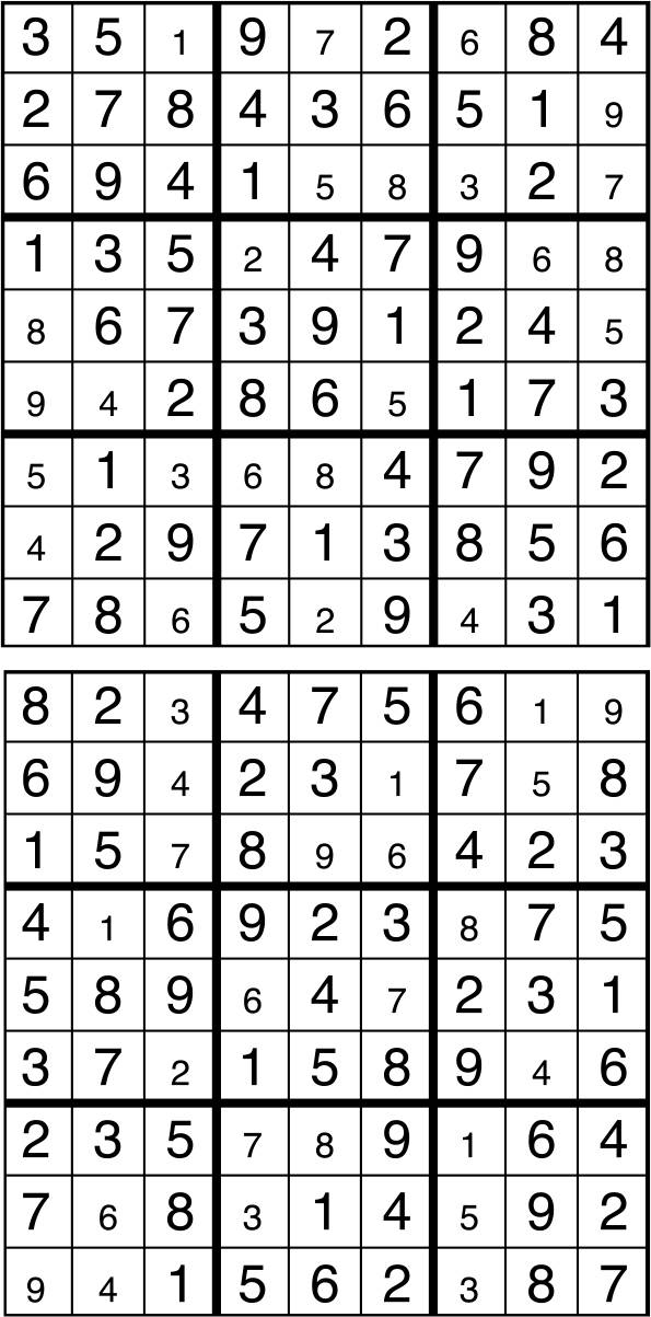 Solutions des sudokus du précédent numéro