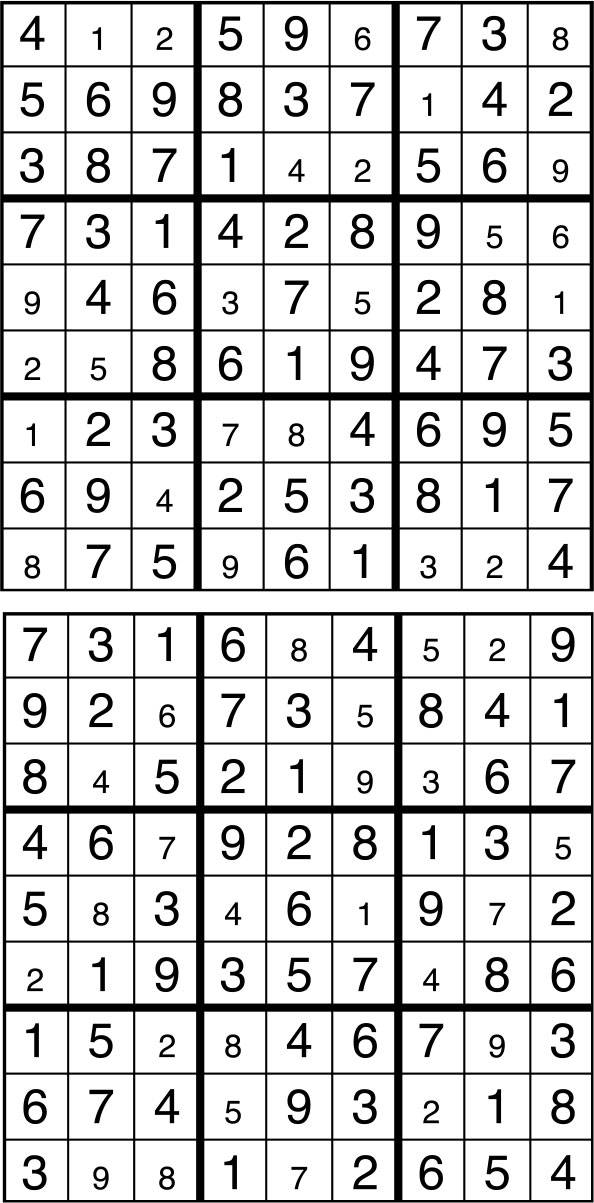 Solutions des sudokus du précédent numéro