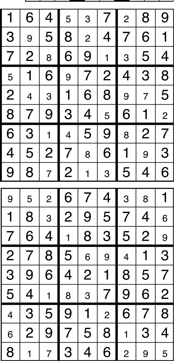 Solutions des sudokus du précédent numéro