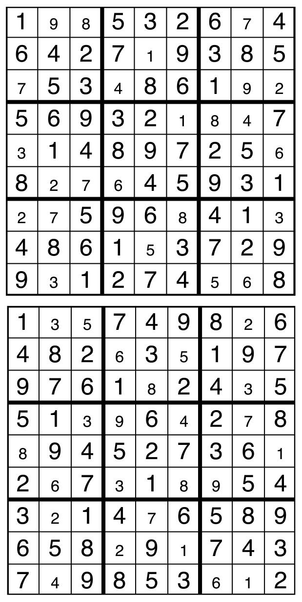 Solutions des sudokus du précédent numéro