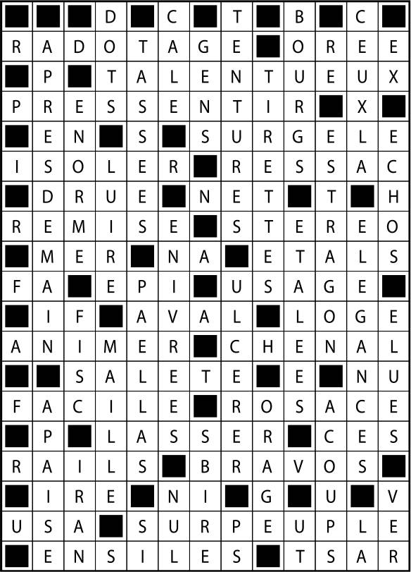 Solutions des mots fléchés du précédent numéro