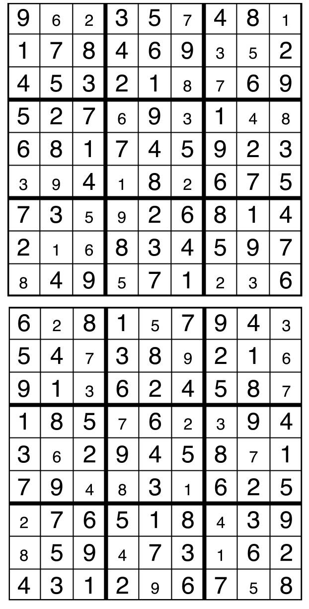Solutions des sudokus du précédent numéro