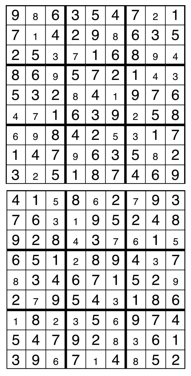 Solutions des sudokus du précédent numéro