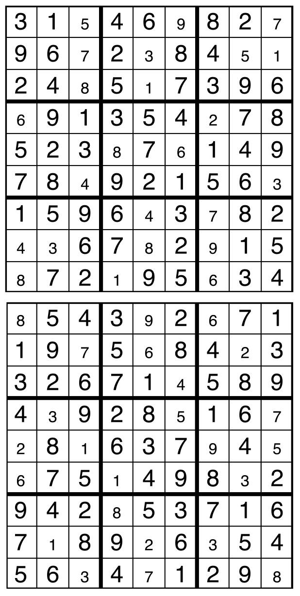 Solutions des sudokus du précédent numéro