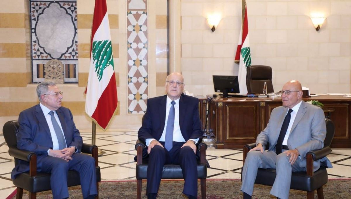 Nagib Mikati reçoit les anciens Premiers ministres Salam et Siniora