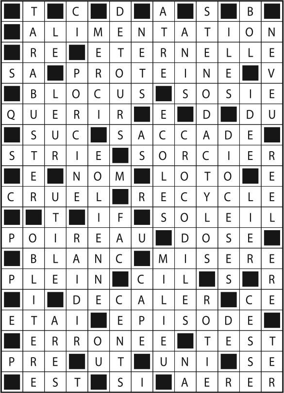 Solutions des mots fléchés du précédent numéro