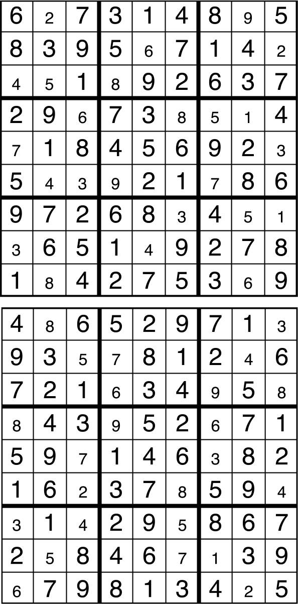 Solutions des sudokus du précédent numéro
