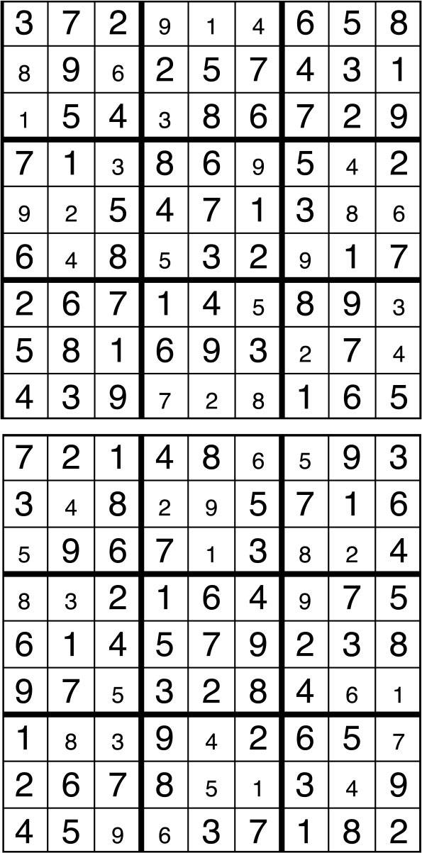 Solutions des sudokus du précédent numéro